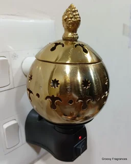 Prathna Platinium Electric Kapoor/Aroma/Bakhoor Burner for Home Fragrance Incense Holder Golden Color