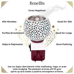 Prathna Platinium Electric Kapoor/Aroma/Bakhoor Burner for Home Fragrance with Night lamp Ceramic Incense Holder (Multicolor) - Mix