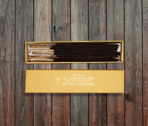 Al Alif Oudh Sandal Handmade Masala Agarbatti Incense Sticks - 50GM