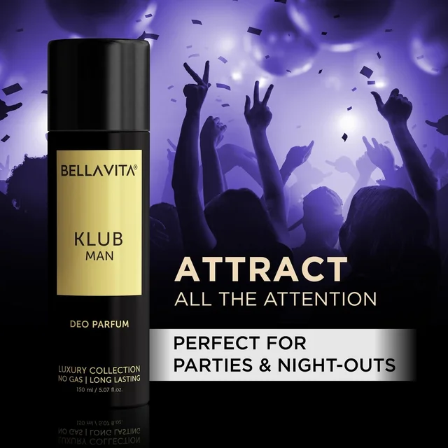 Bellavita KLUB MAN Long Lasting Deodorant Spray NO Gas - For Men - 150ML