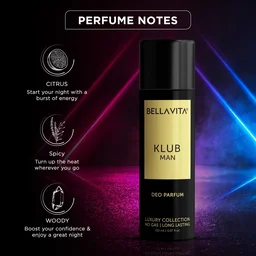 Bellavita KLUB MAN Long Lasting Deodorant Spray NO Gas - For Men - 150ML