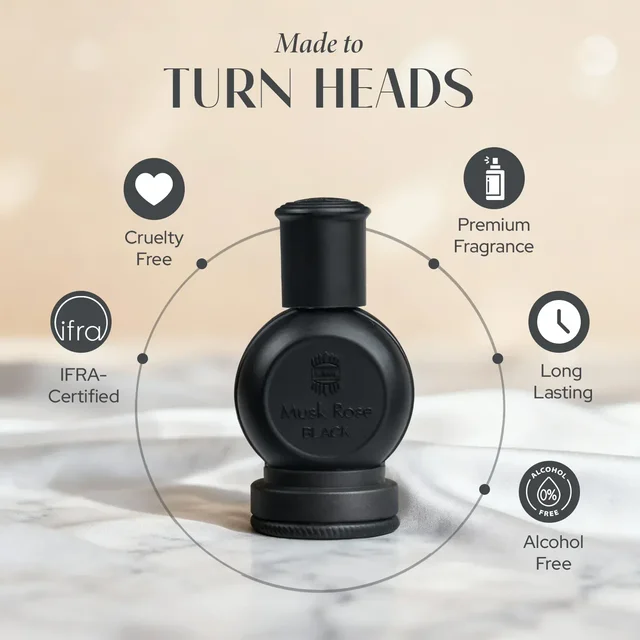 Ajmal Musk Rose Black concentrated Perfume | For Unisex | Alcohol Free - 12ML
