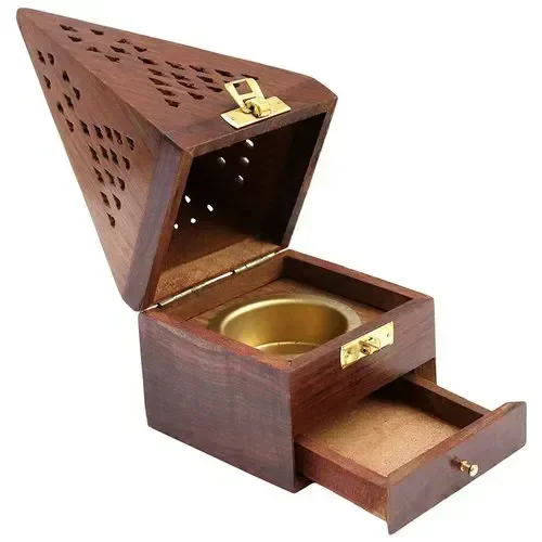 Groovy Fragrances New Antiq Wooden Bakhoor/Dhoop/Aromo Oil/Kapoor Incense Burner - Large