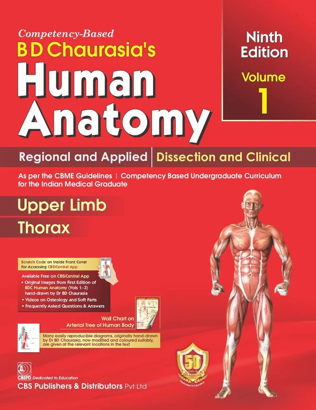 BD Chaurasiyas Human Anatomy 9ed VOL -1 Regional And Applied Dissection & Clinical Upper Limb Thorax (PB-2023) - BD CHAURASIYA'S