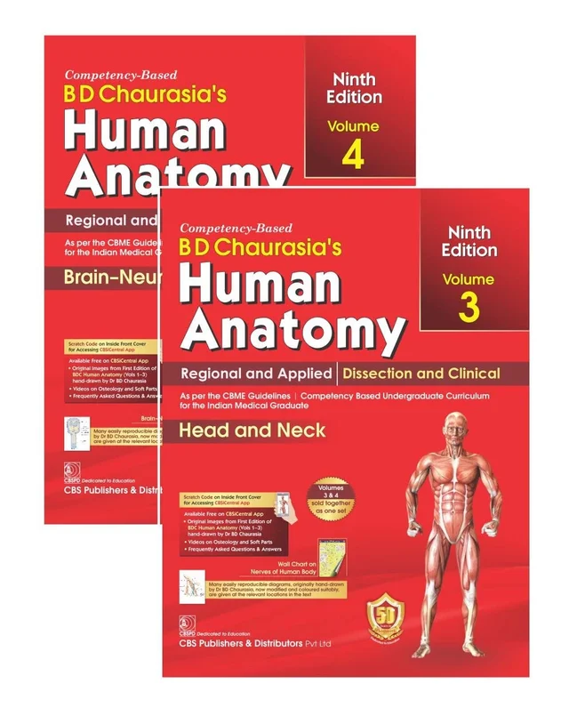 Bd Chaurasias Human Anatomy 9ed Vol 3 And 4 Regional And Applied Dissection And Clinical Head And Neck Brain Neuroanatomy (Pb 2023) Set Of 2 Vols - bd chaurasiya's