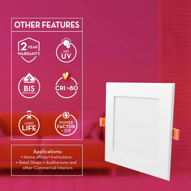 Crompton Led Star Slim Recess Panel Square - 6k - 3W - 3" Cutting