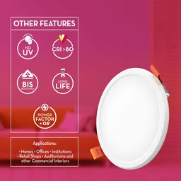 Crompton Led Star Lord Recess Panel Round - 6k - 12W - 6" Cutting