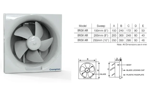 Crompton 200mm (8 Inch) Exhaust Fan Brisk Air
