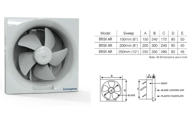 Crompton 250mm (10 Inch) Exhaust Fan Brisk Air