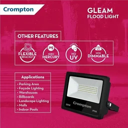 Crompton 50W LED Flood Light Crompton Gleam NEO Outdoor Waterproof -