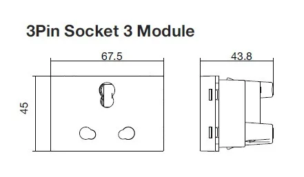 Hager 6 / 16A Socket White 3M - WSNSK53