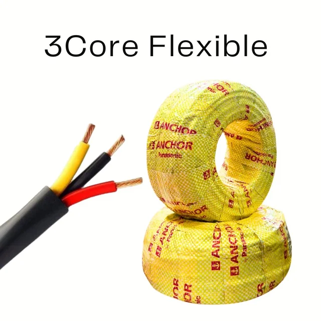 Anchor 4.0 Sqmm x 3 Core Copper Flex Cable 100 Mtr Coil - 4.0 Sqmm x 3 Core