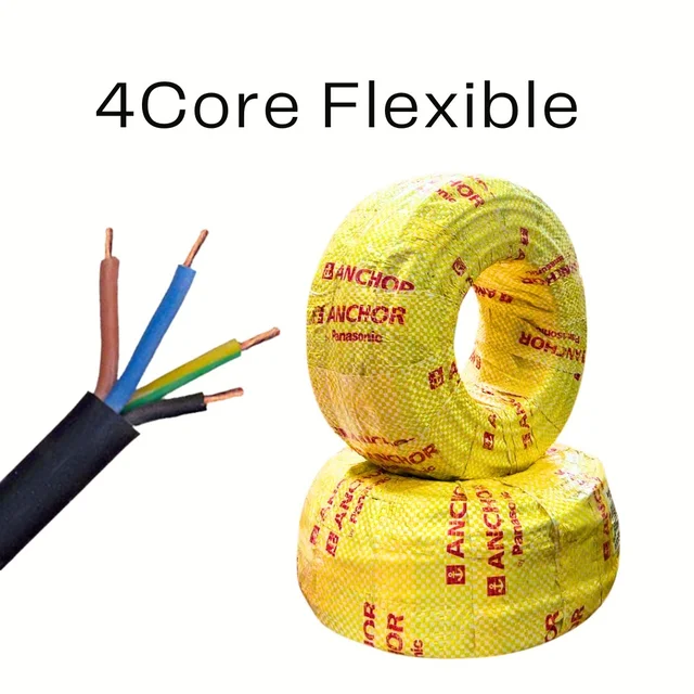 Anchor 1.0 Sqmm x 4 Core Copper Flex Cable 100 Mtr Coil - 1.0 Sqmm x 4 Core