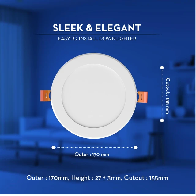 Crompton Led Star Slim Recess Panel Round - 6k - 12W - 6" Cutting