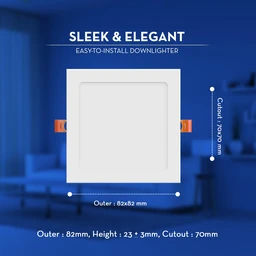 Crompton Led Star Slim Recess Panel Square - 6k - 3W - 3" Cutting