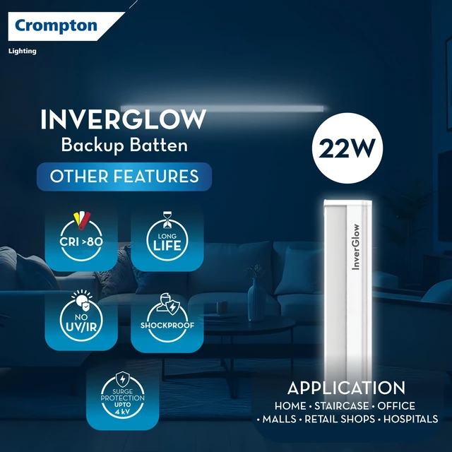 Crompton 22W 4ft Led Inverglo Backup Batten