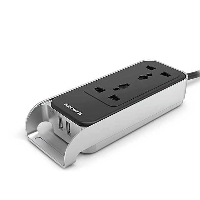 Anchor by Panasonic Anchor 6A 2 Universal Socket with 2 USB Port | 6A Extension Board with 2.4A 2 USB Port - 22052