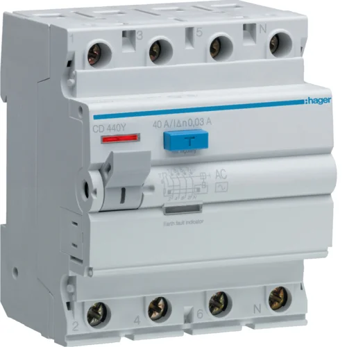 Hager 100A FP 30mA RCCB Hager - 100A 30mA - CDC484Y