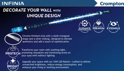 Crompton Infinia 24W 4Ft Led Triangular Shape, Chrome Finish Batten Crompton