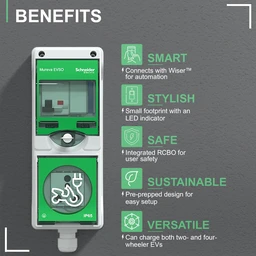 Schneider Electric Mureva EVSO EV Charging Socket Integrated RCBO |16A 230V AC Home Lockable Weatherproof Wall-Mounted