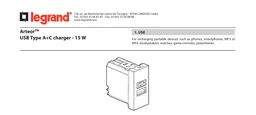 Legrand Arteor 1M USB Charger 571689 - 3000mA/15 Watts - Type A + C - Magnesium