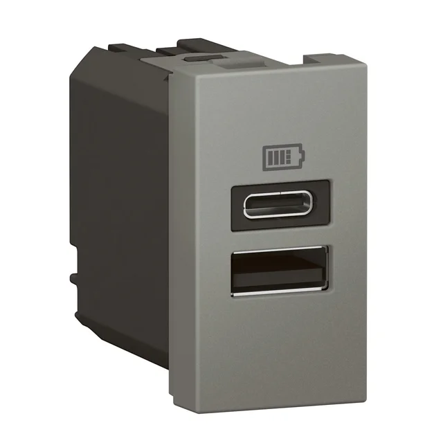 Legrand Arteor 1M USB Charger 571689 - 3000mA/15 Watts - Type A + C - Magnesium