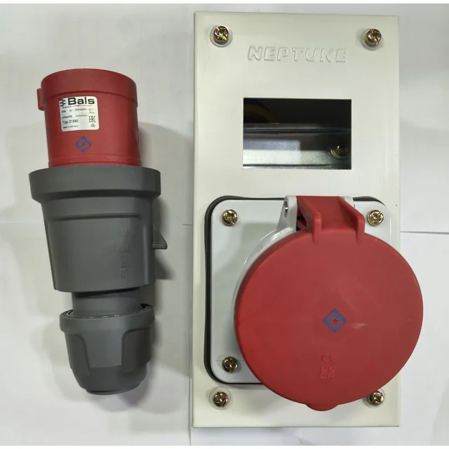 Neptune Bals 63A 5PIN IP44 Plug & Socket Combined Metal Enclosure THREE PHASE Neptune | AC Box - 63A - 5 PIN- 3203