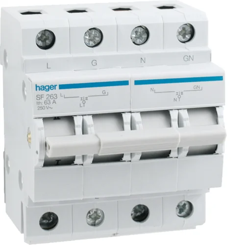 Hager 63A DP Changeover 4 Module MCB Type (SF263) Hager