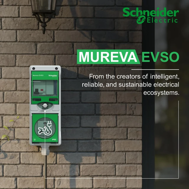 Schneider Electric Mureva EVSO EV Charging Socket Integrated RCBO |16A 230V AC Home Lockable Weatherproof Wall-Mounted