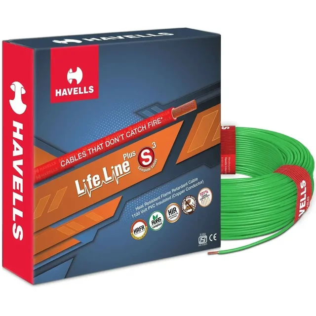 Havells HAVELLS 1.5 SQMM FR COPPER 90 MTR WIRE - Green