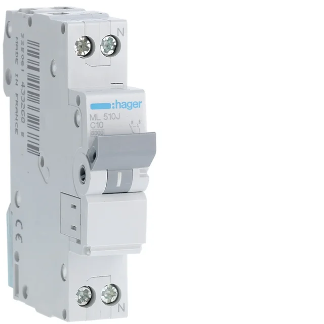 Hager 16A SPN MCB 1 Module 6kA "Hager" (ML516J) - ML516J - 16A