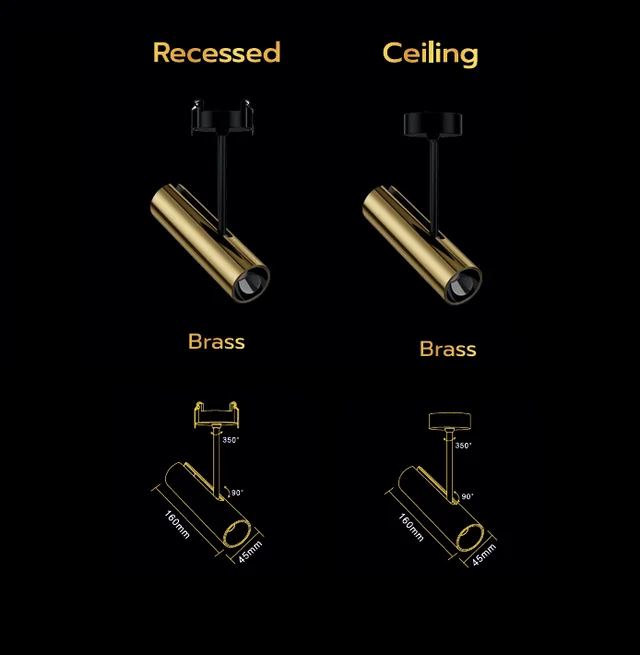 Neptune 8W Led COB Spotlight Signature collection - Rosa - Brass Body - Recessed / Ceiling - 3000k