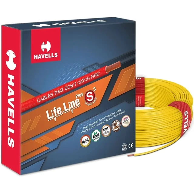 Havells HAVELLS 1.5 SQMM FR COPPER 90 MTR WIRE - Yellow