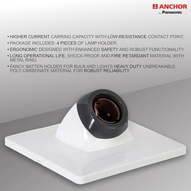 Anchor by Panasonic Anchor Angle Lamp Holder with plate (White, 39935)
