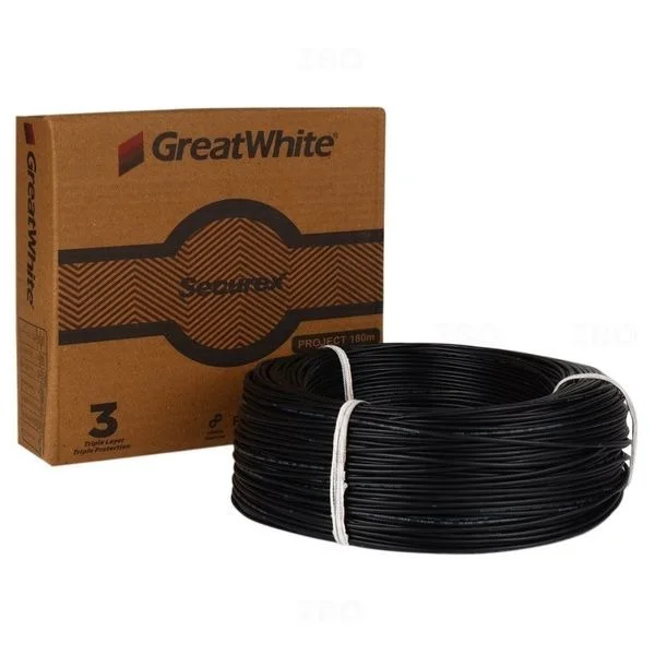Great White GREAT WHITE 2.5 SQMM FR COPPER 180 MTR WIRE - Black