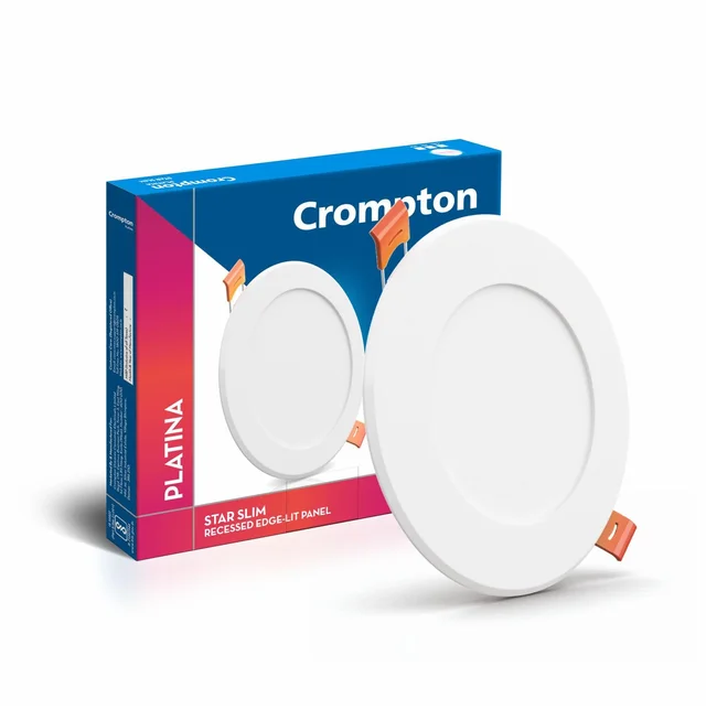 Crompton Led Star Slim Recess Panel Round - 6k - 12W - 6" Cutting