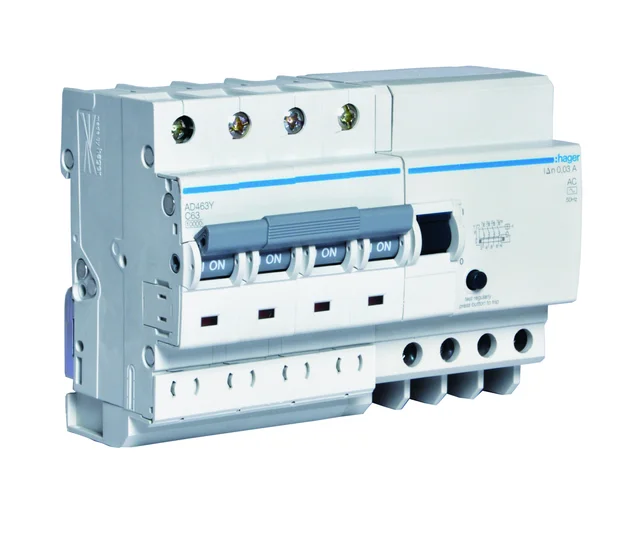 Hager 63A FP 30ma RCBO RCD+MCB, AD463Y, Hager - 63A FP 7M 30mA - AD463Y