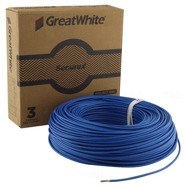 Great White GREAT WHITE 6.0 SQMM FR COPPER 180 MTR WIRE - Blue