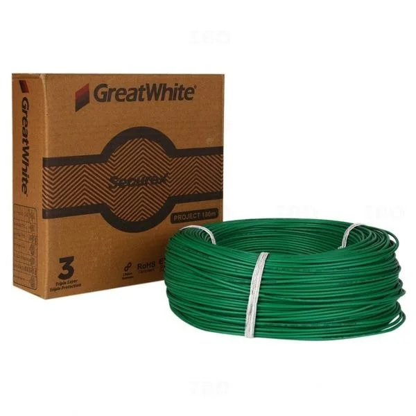 Great White GREAT WHITE 6.0 SQMM FR COPPER 180 MTR WIRE - Green