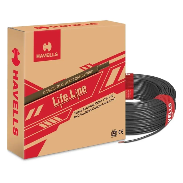 Havells HAVELLS 6.0 SQMM FR COPPER 180 MTR WIRE - Black