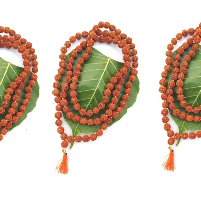 Original Himalaya Rudraksh Mala - 5 faces (8mm) with Certificate - 🔴 Prepaid Only