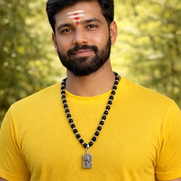 Karungali mala- German Silver with Balaji Pendant