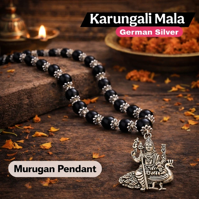 Karungalai Mala - German Silver Lord Murugan Idol Pendant (S)