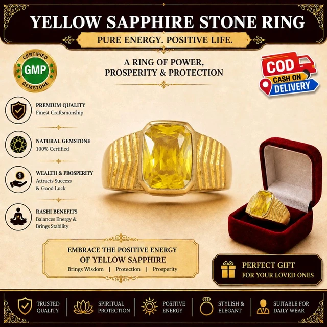 Yellow Sapphire Gemstone Ring (Pushparagam / Pukhraj) - With Certificate