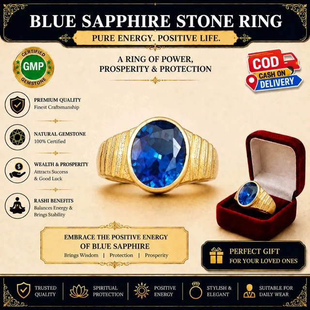 Blue Sapphire Gemstone Ring -(Neelam Stone) with Certificate