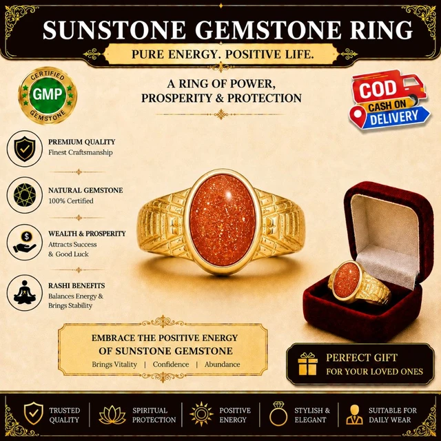 Sunstone Gemstone Ring- With Certificate