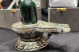 Green margaj( margadam) shivling German Silver base - prepaid only