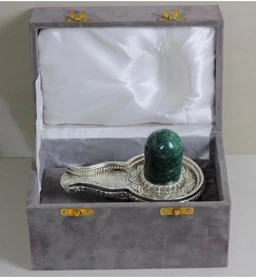 Green margaj( margadam) shivling German Silver base - prepaid only