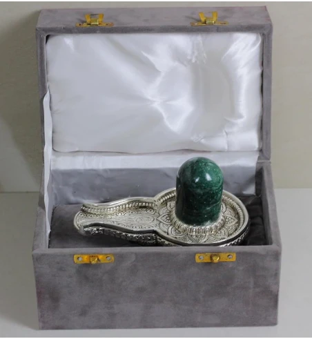 Green margaj( margadam) shivling German Silver base - prepaid only