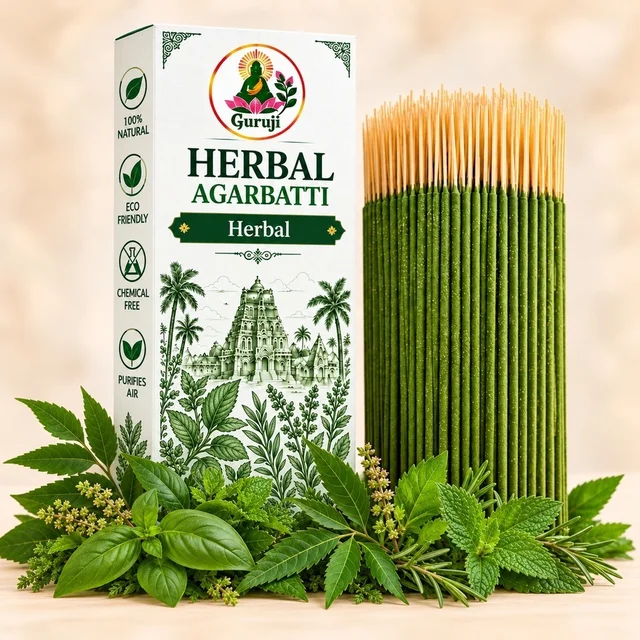 Guruji Herbal Agarbatti (Herbal Flavour) - Natural Incense Sticks - 1kg